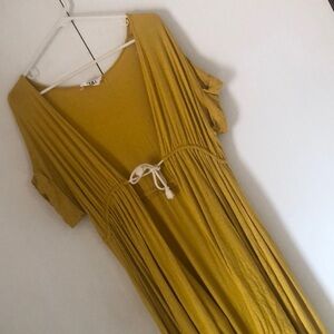 Woman’s fall long mustard yellow kimono cardigan